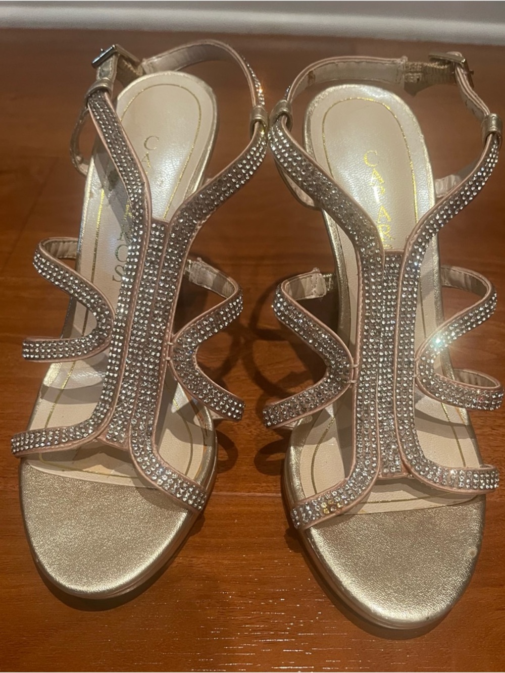 Caparros Glimmer: Rose Gold Jeweled Heels